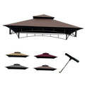 Brown gazebo BBQ canopy top with dark steel frame and arched support crossbars