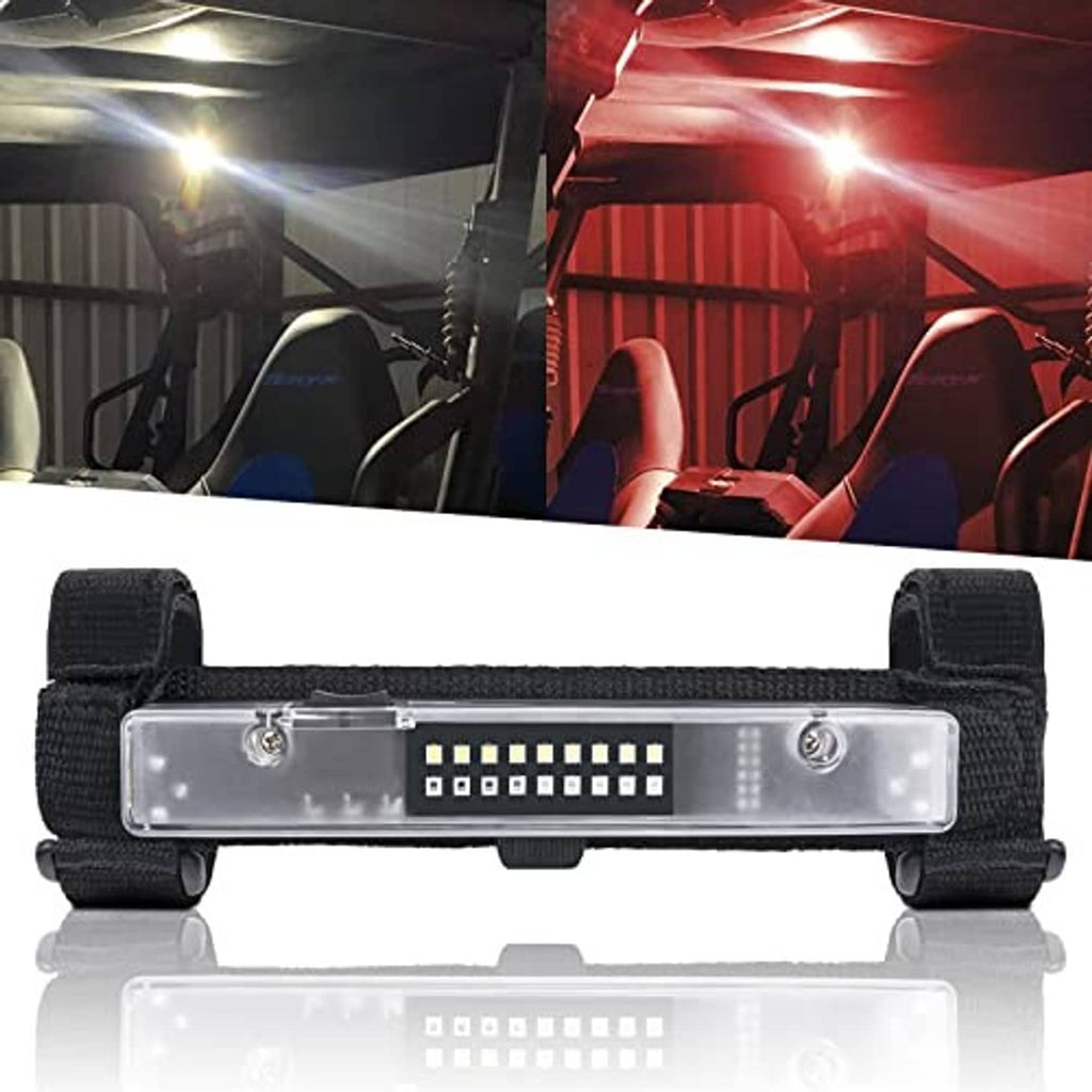 Roll bar LED light bar with clear cover and black adjustable mounting straps