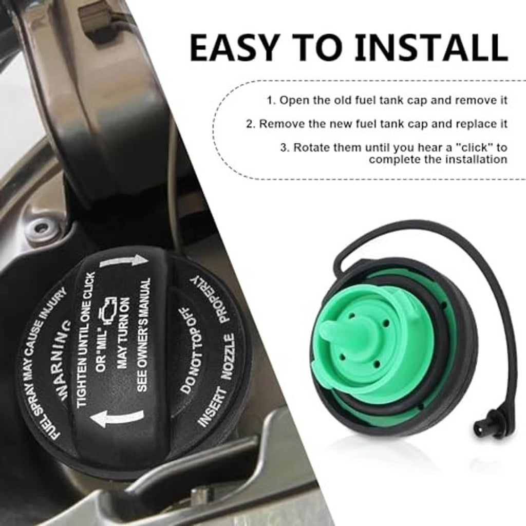 Fuel tank cap seal assembly shown near fuel filler opening; black with green insert