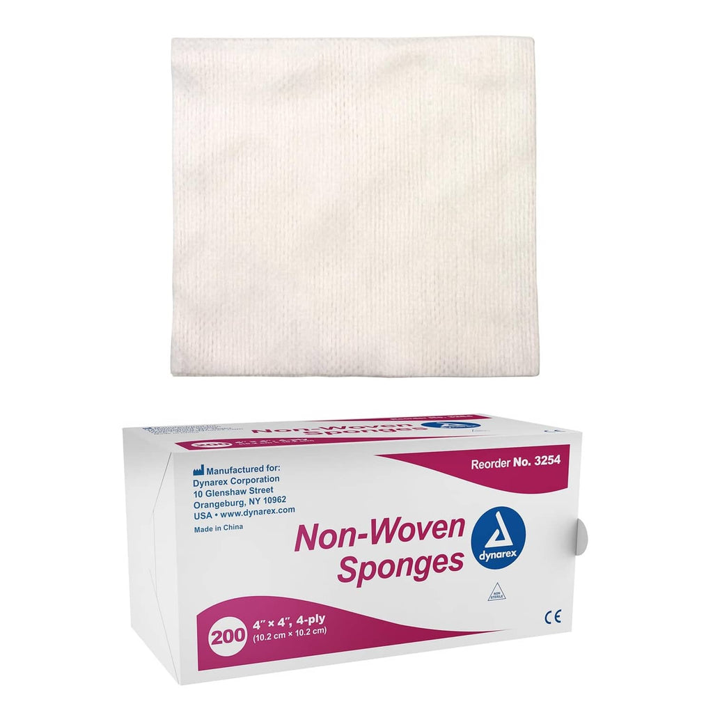 Dynarex non-woven sponge pad, white square, non-sterile