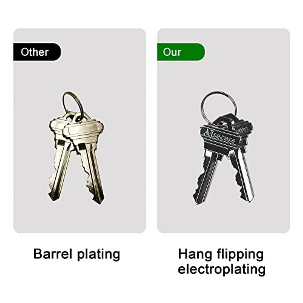 Two mortise cylinder key cut examples with brass-and-silver cylinders