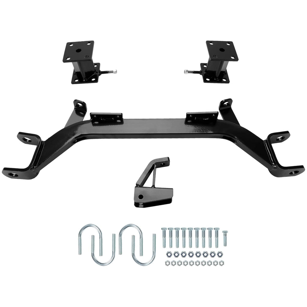 4-inch drop axle lift kit mounting brackets with hardware, black powder-coated steel