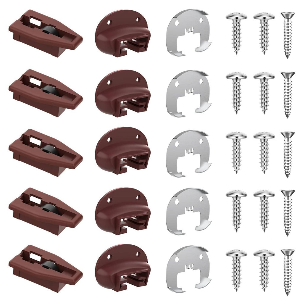 Rite-Trak II replacement drawer guide kit in dark brown, with oval guides and screws