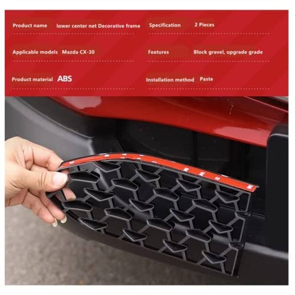 Black honeycomb grille insert held in hand for front bumper application