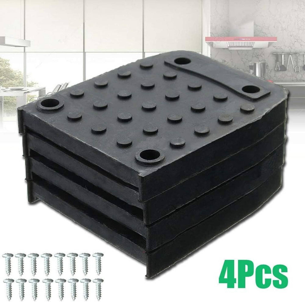 Stacked black anti-slip rubber pads with raised tread dots and corner screw openings