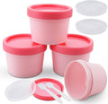 Empty pink plastic cosmetic jars set, 3.4oz/100ml, 4-pack with lids