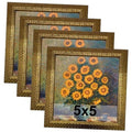 Ornate gold vintage picture frame set showing four 5x5 square frames