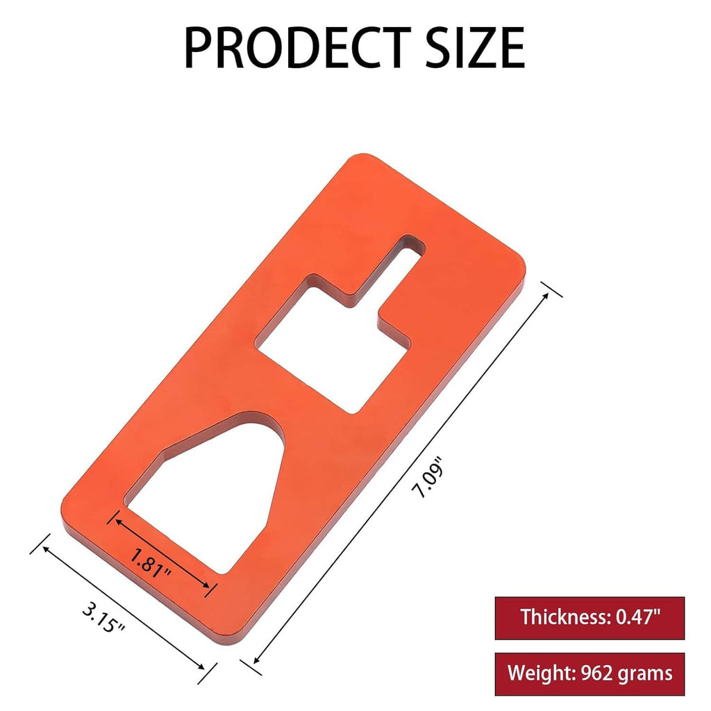 Orange puller plate tool with two cutouts and U-shaped handle; flat metal driving base
