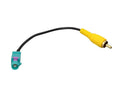 Antenna adapter cable with yellow RCA male and teal Fakra male connector