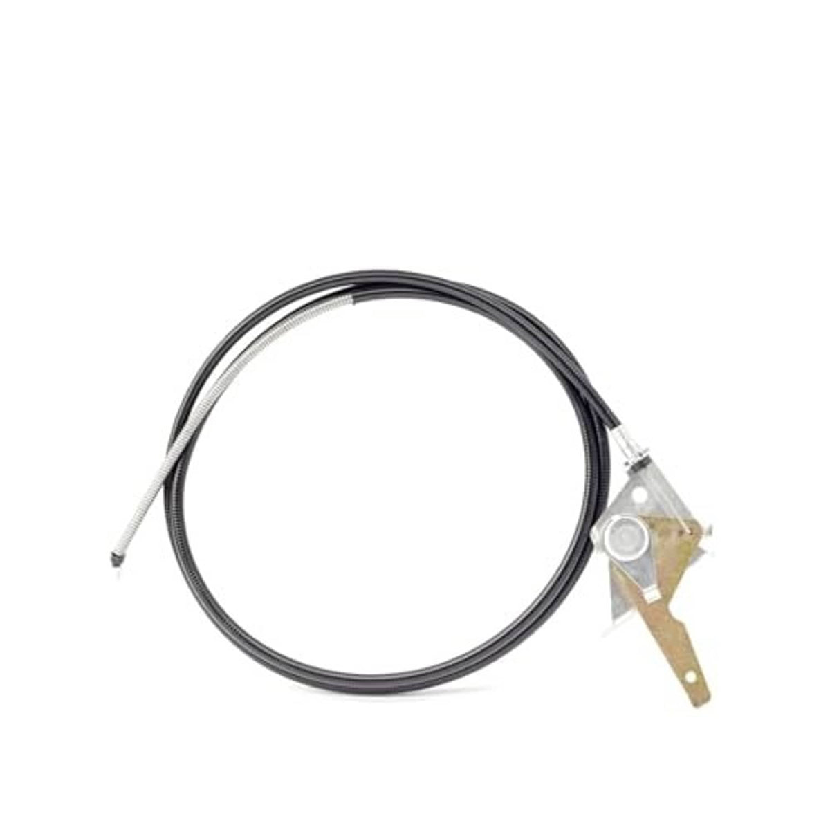 Throttle/choke cable assembly with black cable and metal mount bracket, extended lever