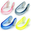 4-pack silicone swimming nose clips, non-slip, in pink, blue, dark blue, lime