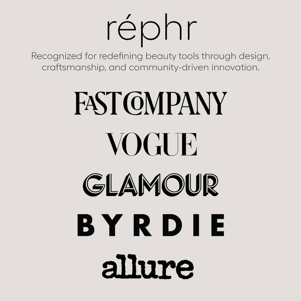 Rephr brand award logos and magazine titles text
