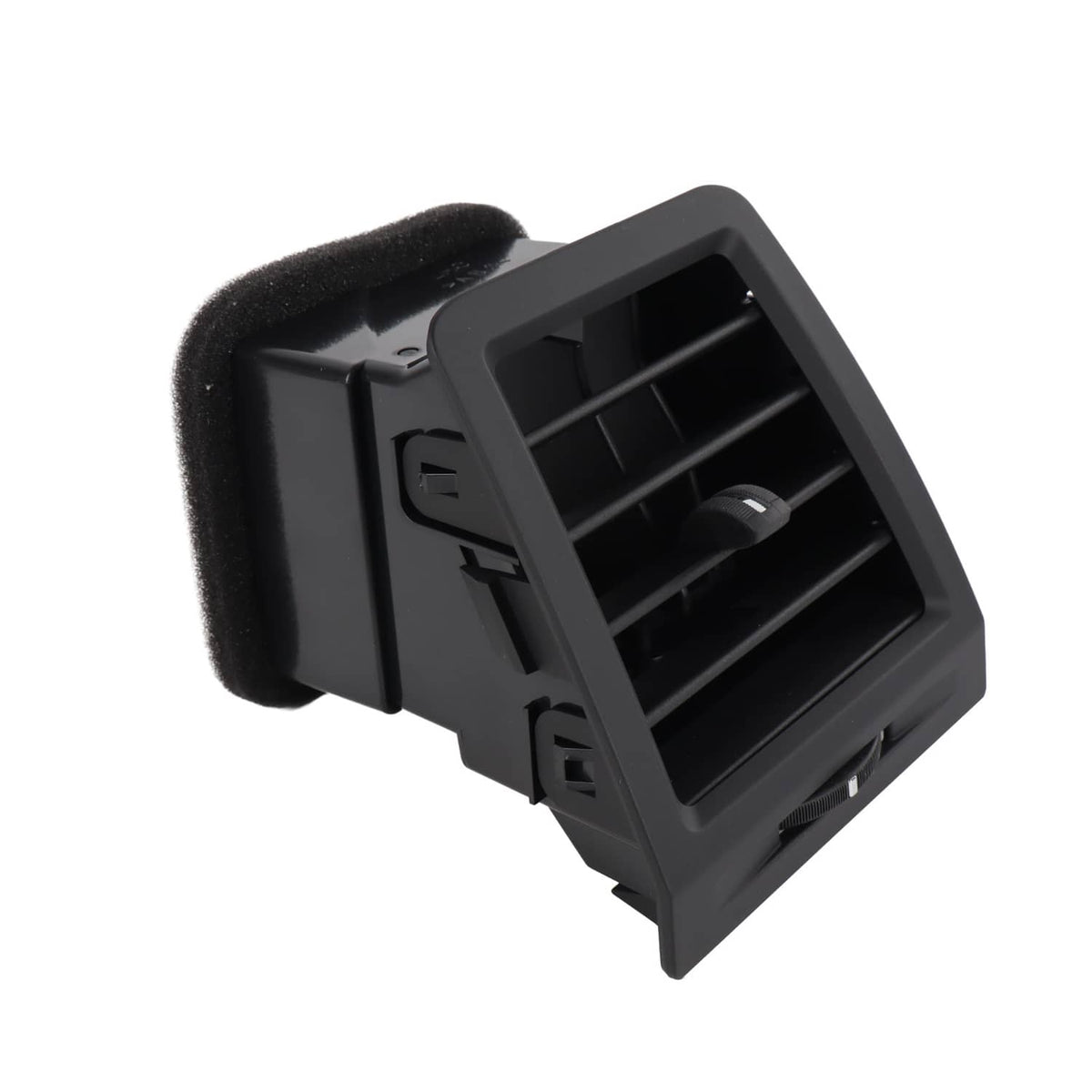Dashboard A/C air vent grille with foam side pad, angled view, dark gray/black.
