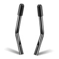 Wheelchair brake handle extenders, two matte black curved bars with rounded end caps
