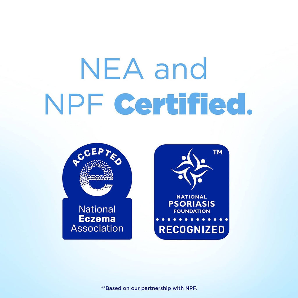 Laundry detergent pods with certification badges: NEA and NPF recognized