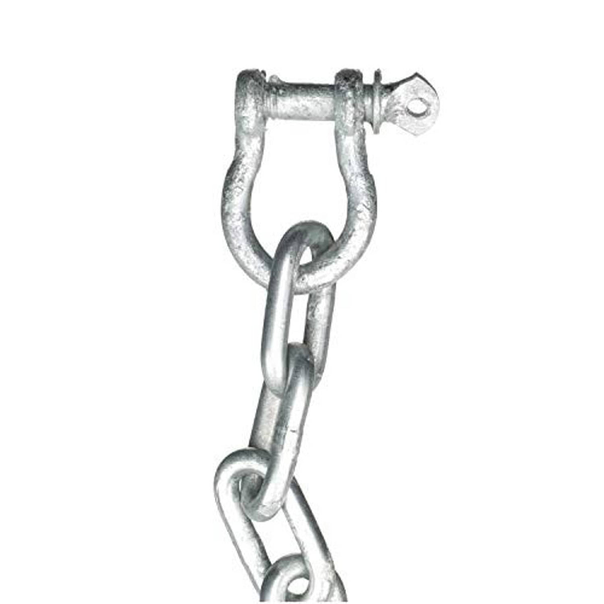 Galvanized chain end with U-shaped anchor hook and pivot pin