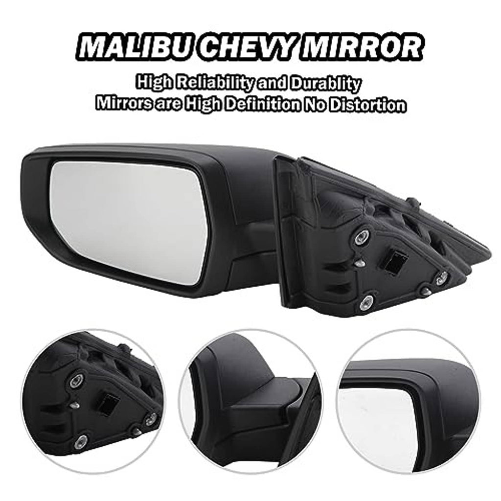 Textured black left driver side mirror with rear mounting hardware visible