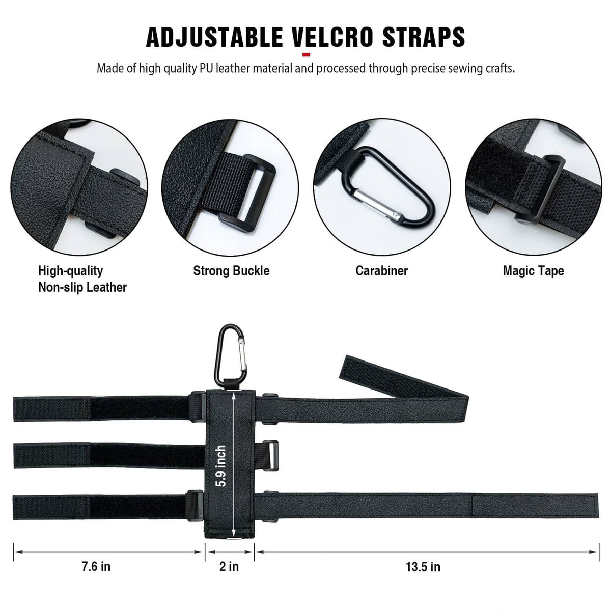 Black Velcro strap speaker mount with buckle loop and non-slip fabric tabs