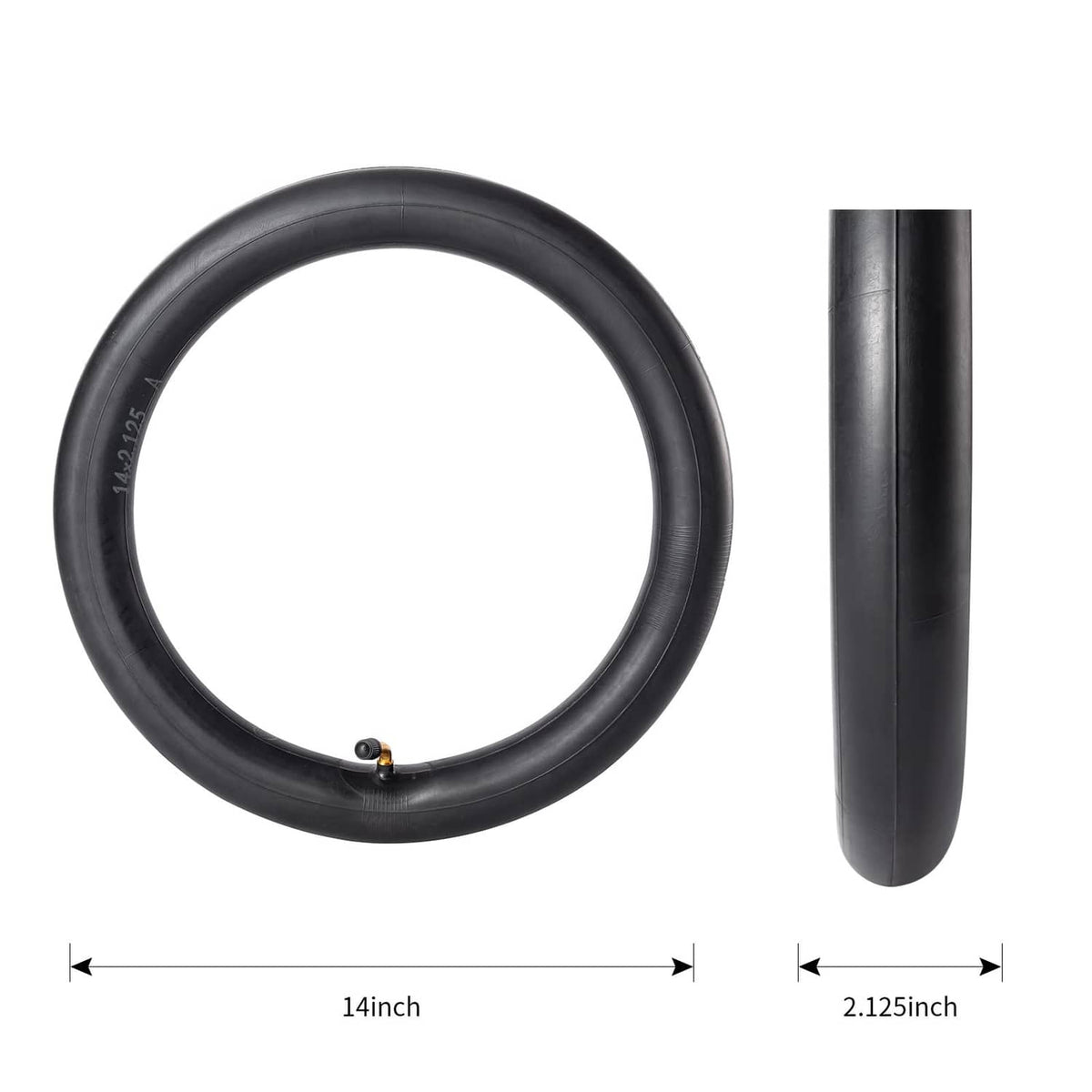 Black inner tube set: 14-inch ring tube with 2.125-inch width tube section.