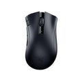Black ergonomic wireless gaming mouse with scroll wheel and side buttons