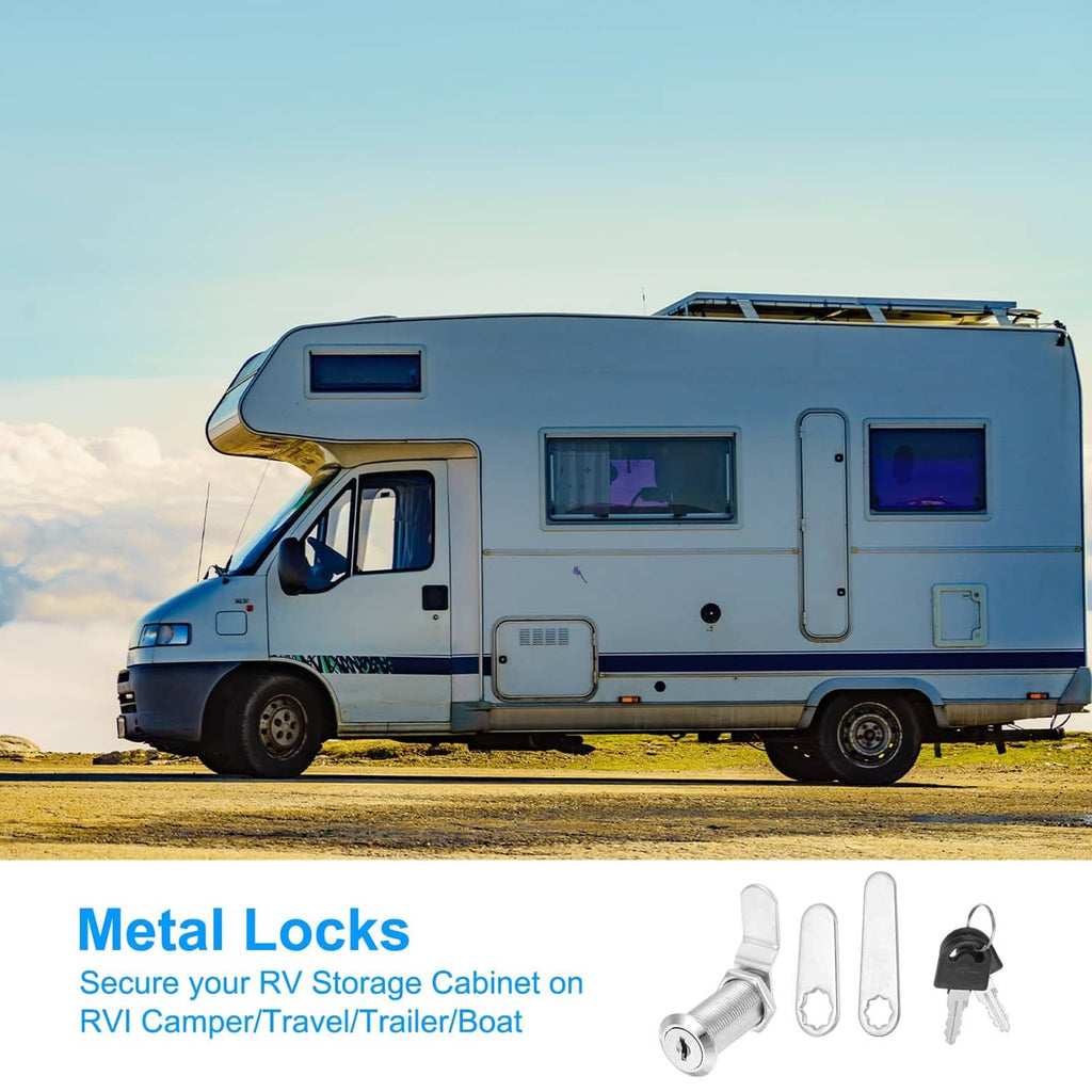 Silver cabinet locks and keys for RV storage, camper, trailer, or boat doors