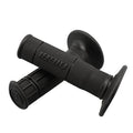 Black textured motorcycle hand grips with flared end caps and center band