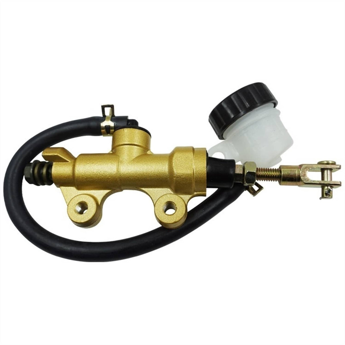 Rear brake master cylinder pump gold body with reservoir and metal mounting