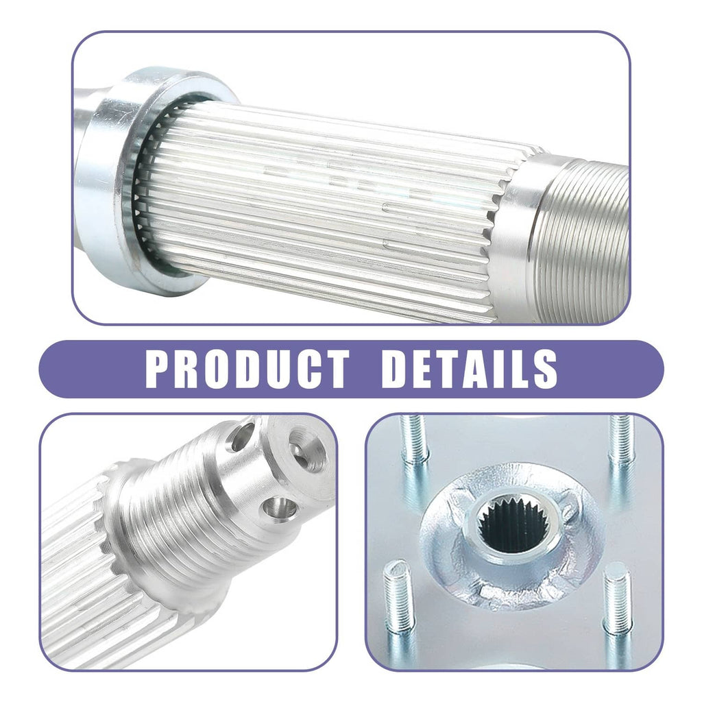 Rear axle shaft product details close-up with threaded ends and hub nut fitting
