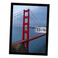 Black 12x16 picture frame displaying Golden Gate Bridge artwork.