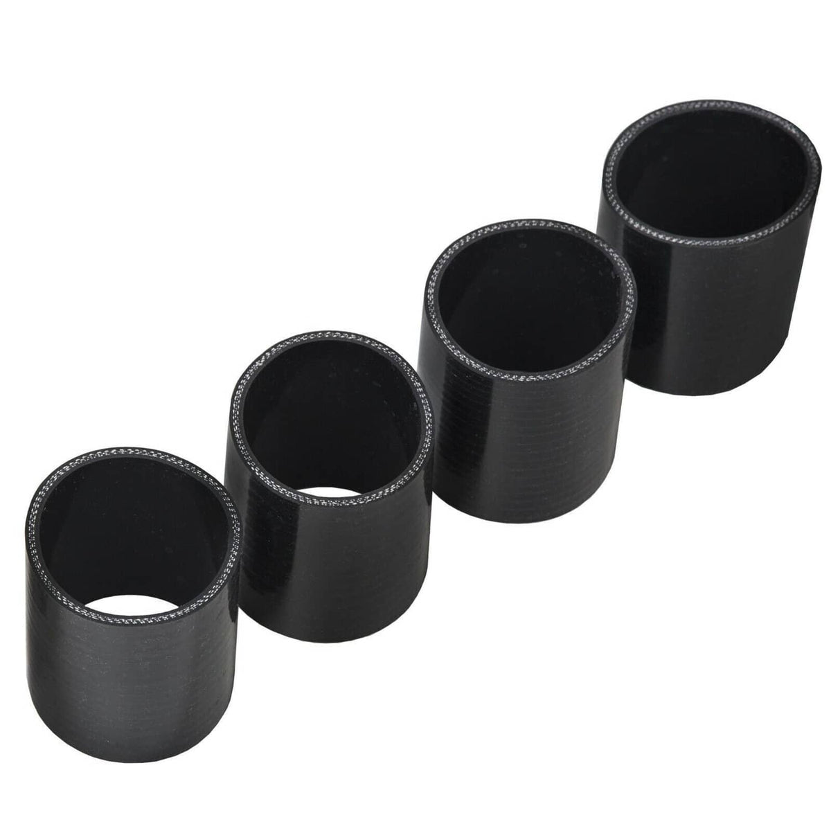 Set of black silicone intercooler hose sleeves with open ends