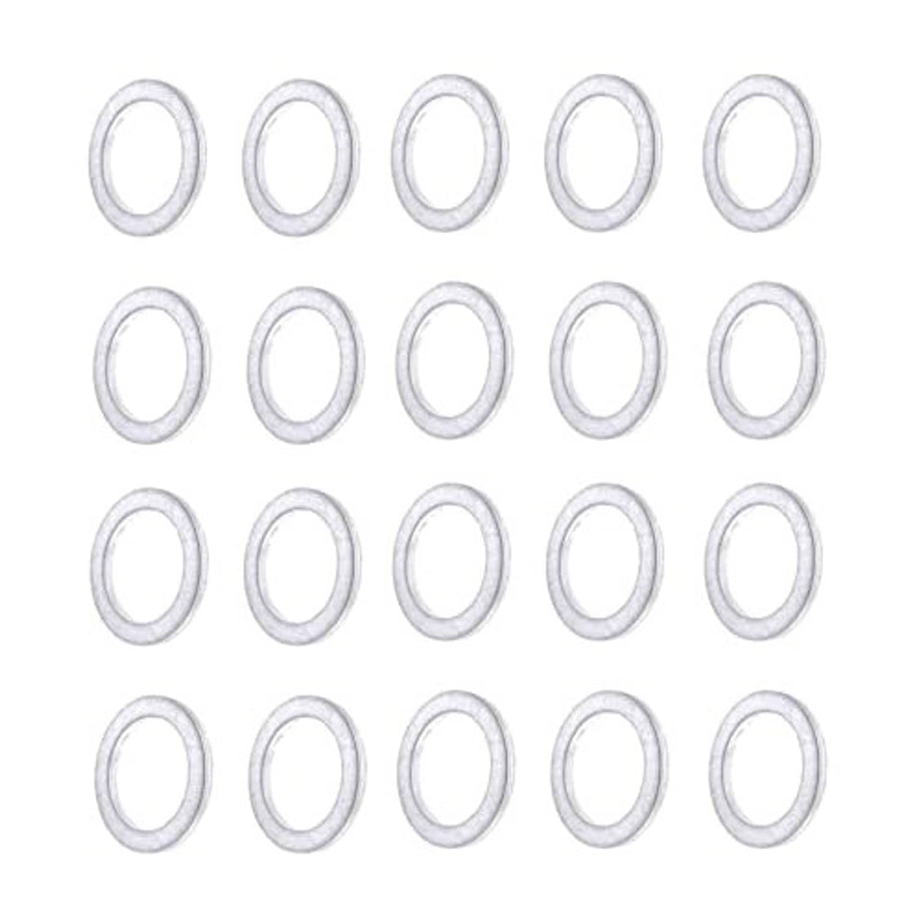 20-pack aluminum drain plug crush washer gaskets, silver oval rings