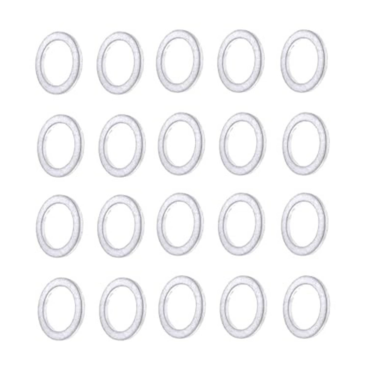 20-pack aluminum drain plug crush washer gaskets, silver oval rings