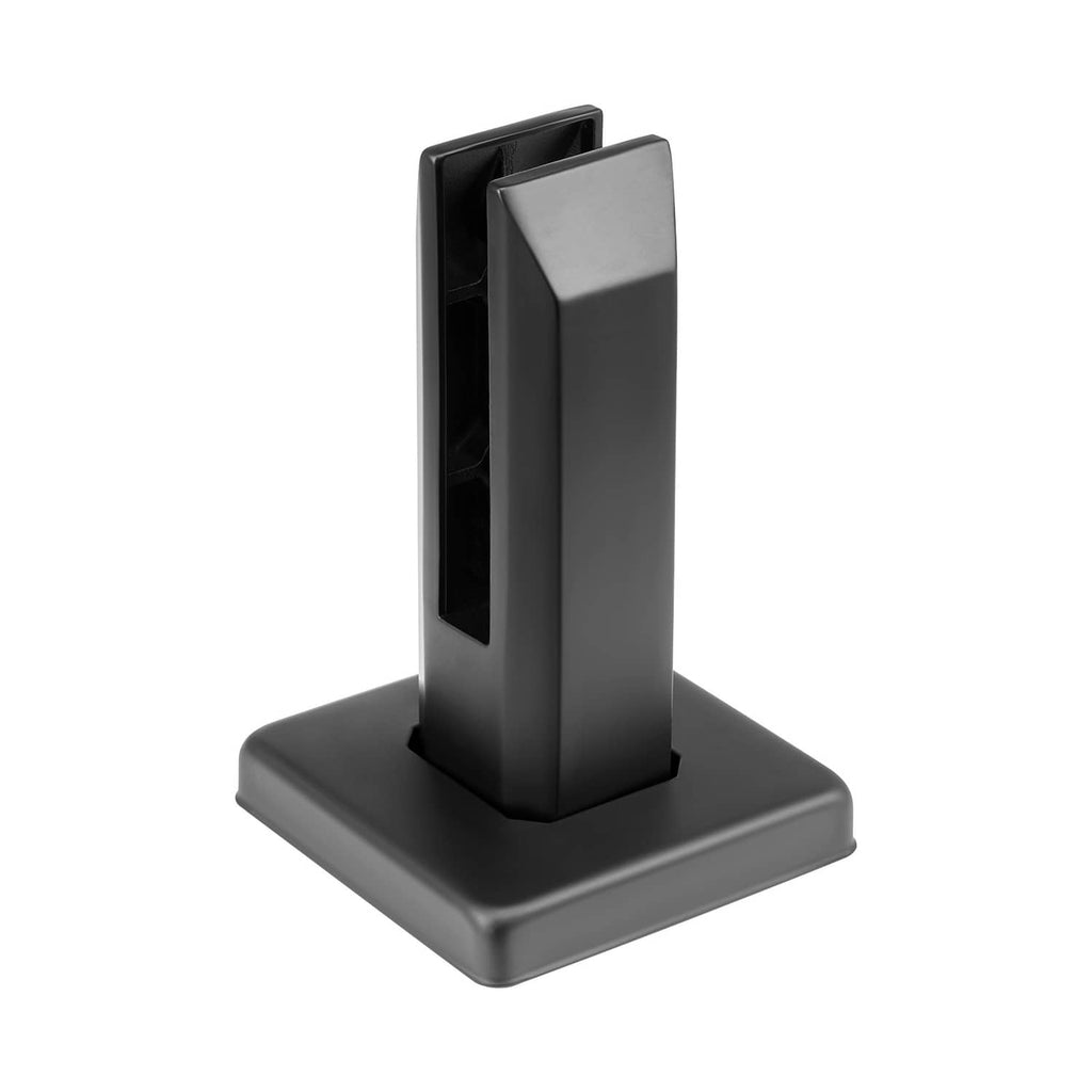 Uimoso black square glass railing clamp bracket, top open slot, flat base