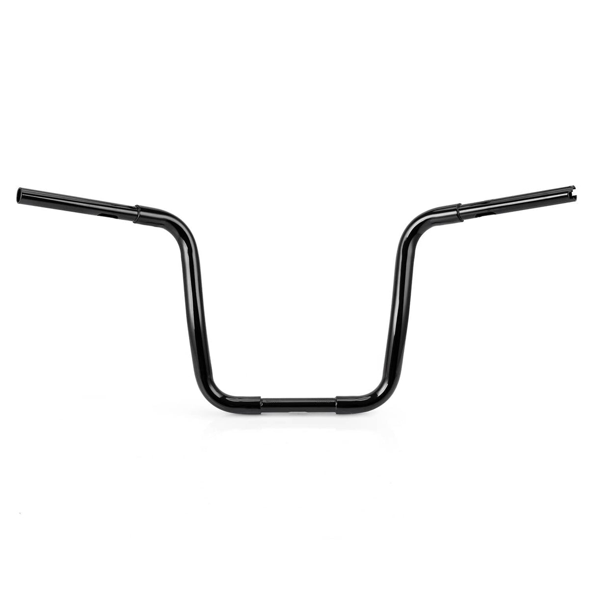Black ape hanger handlebar with symmetrical rise and flat mounting section