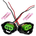 Fog light wiring harness adapter with green ports and red/black wires