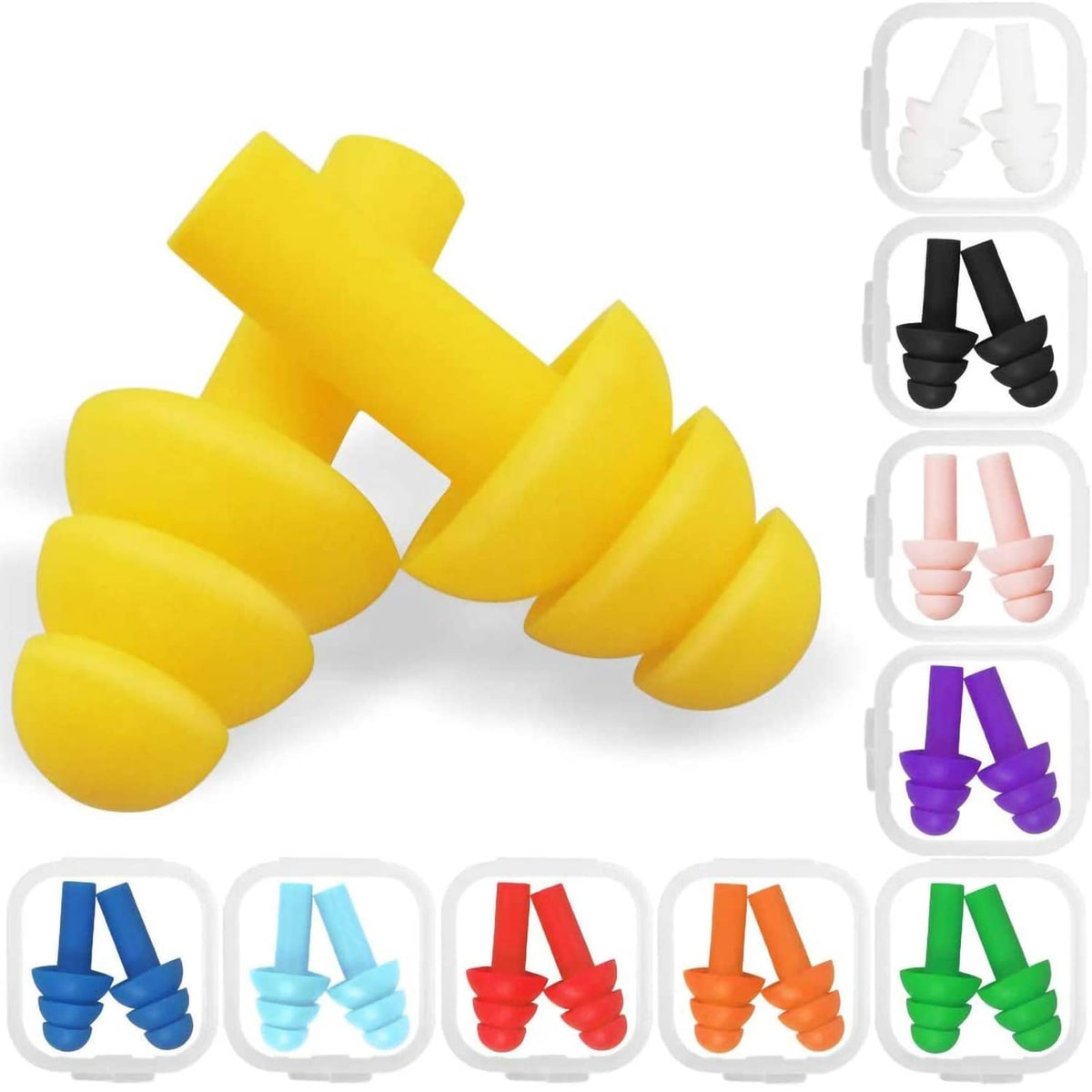 Yellow foam earplugs, 2-pack shape in a set