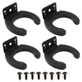 Set of four black microphone stand holders with mounting screws