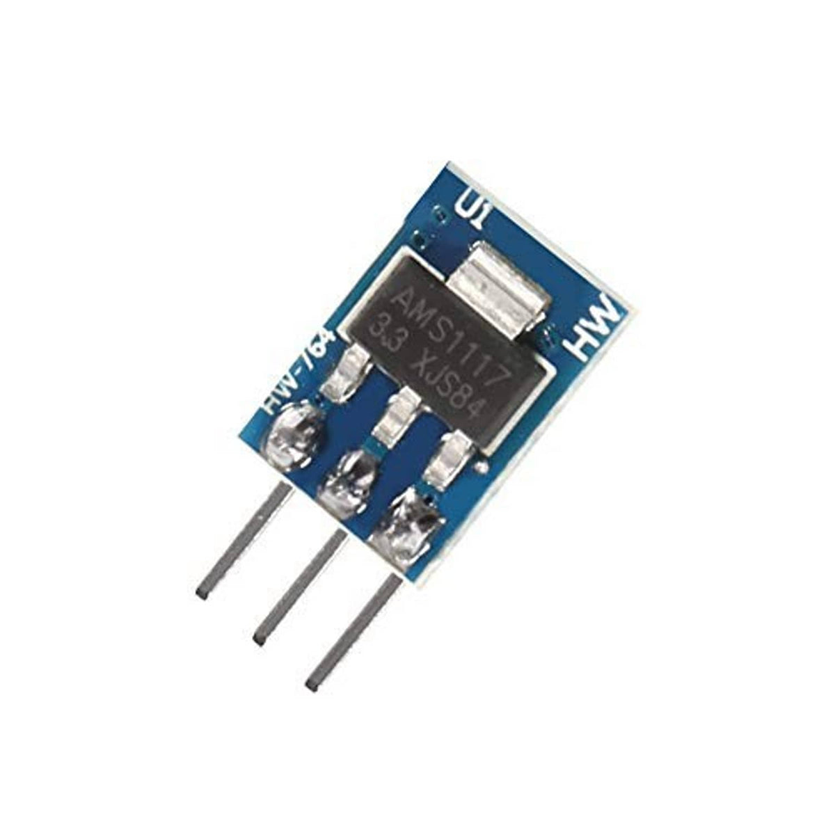 3.3V buck converter module with AMS1117-3.3V chip, 3-pin header, blue PCB