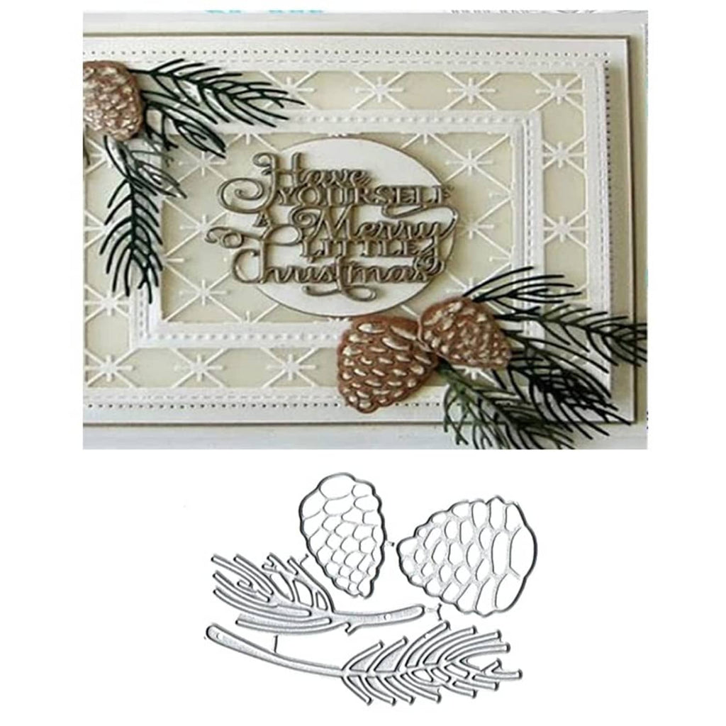RivetOak 4pcs Christmas Pine Cones Metal Die Cuts, Cutting Silver