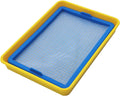 Plastic paper-making frame with blue mesh and yellow plastic border, 5x7 inch