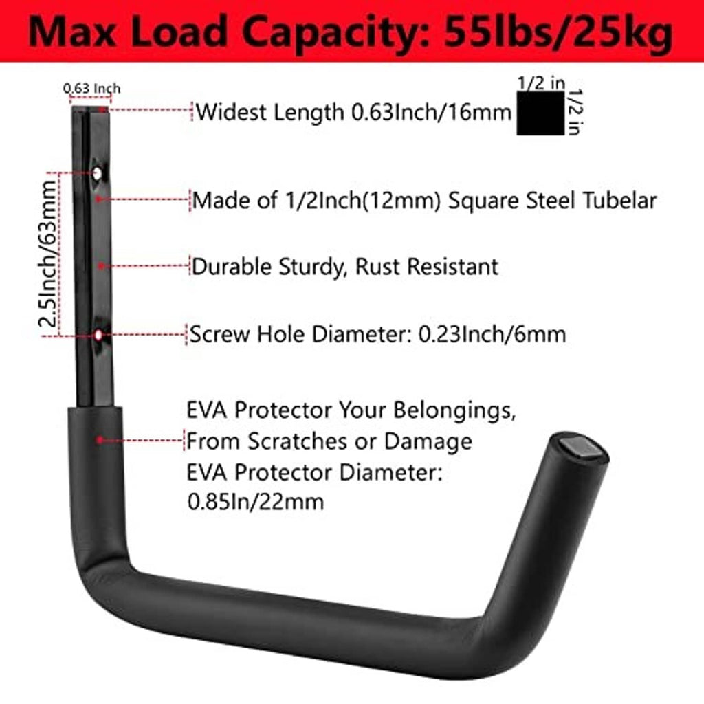 Black square-tube ladder hook with EVA protector pads and mounting screw holes