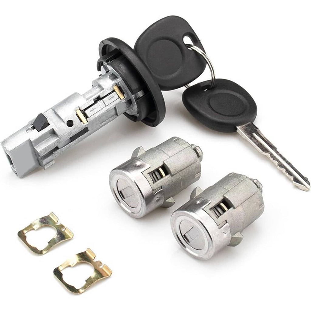 Ignition and door lock cylinder set with two keys and two cylinder lock cores