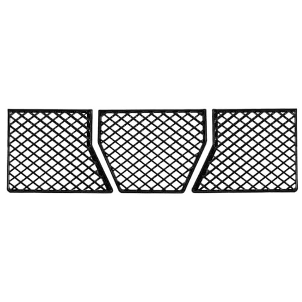 Three black mesh grille panels with diamond pattern for front bumper, set of three