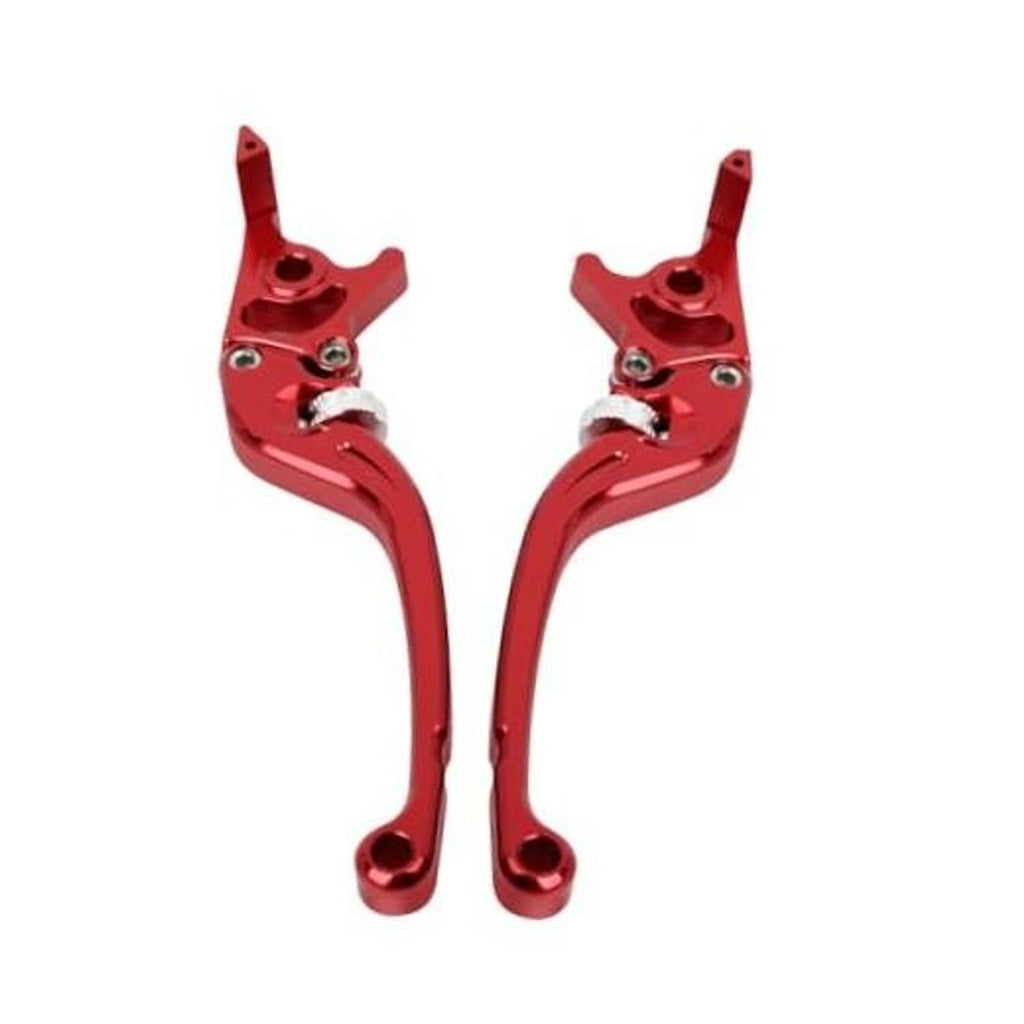 Red CNC adjustable motorcycle brake lever handle with silver pivot, 22mm aluminum clamp