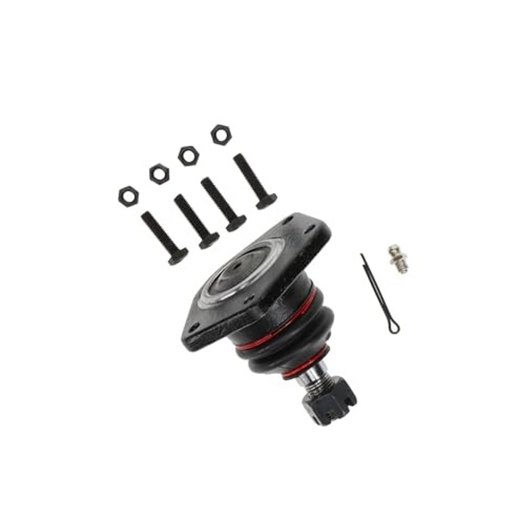 Front upper suspension ball joint with red-sealed boot, plus flange bolts, nuts, and retaining pin