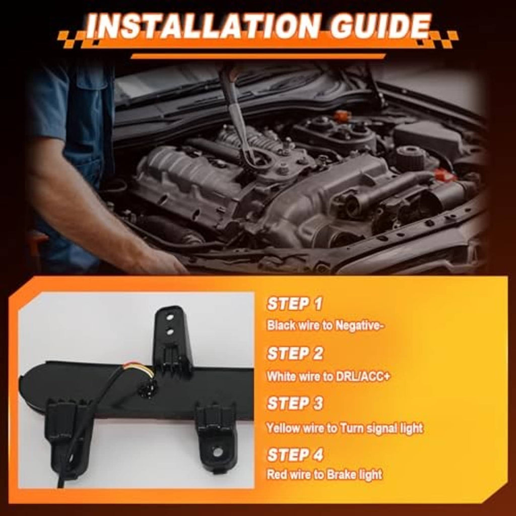 LED rear bumper reflector light wiring with mounting clips and colored lead wires.
