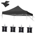 Black canopy replacement top cover with peaked roof and side tie panels