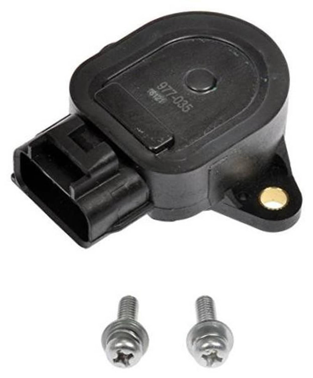 Dark throttle position sensor with electrical connector and two mounting screws