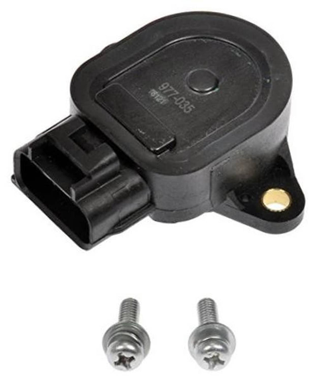 Dark throttle position sensor with electrical connector and two mounting screws