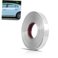 Chrome car side molding trim roll with ridged strip and red inner backing